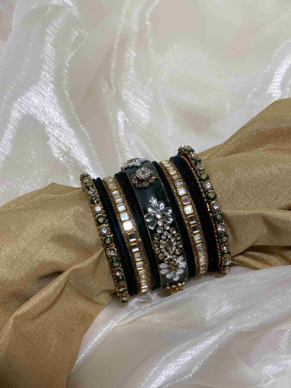 Radiant Gold & Amber Bejeweled Bangles Set - Image 4