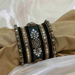 Radiant Gold & Amber Bejeweled Bangles Set