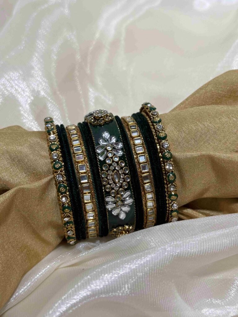 Radiant Gold & Amber Bejeweled Bangles Set
