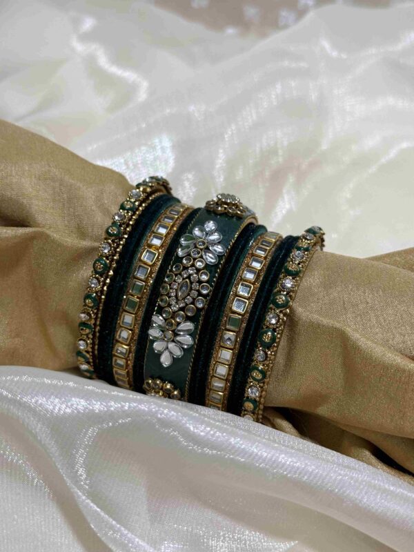 Radiant Gold & Amber Bejeweled Bangles Set - Image 3