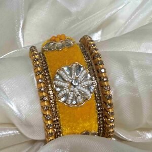 Ornate yellow and Silver Floral Napkin bangle