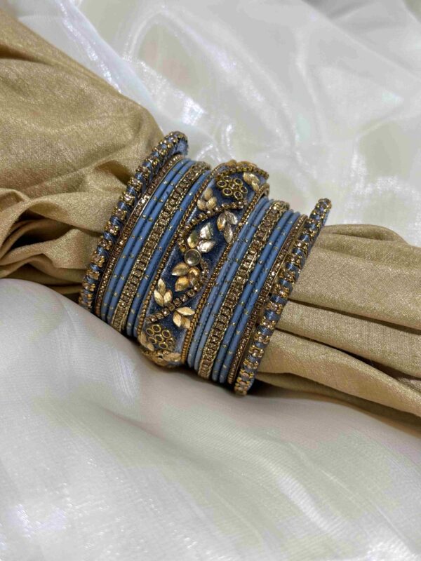 Royal Blue and Gold Floral Bangles - Image 3