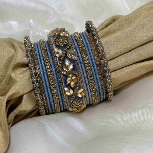 Royal Blue and Gold Floral Bangles