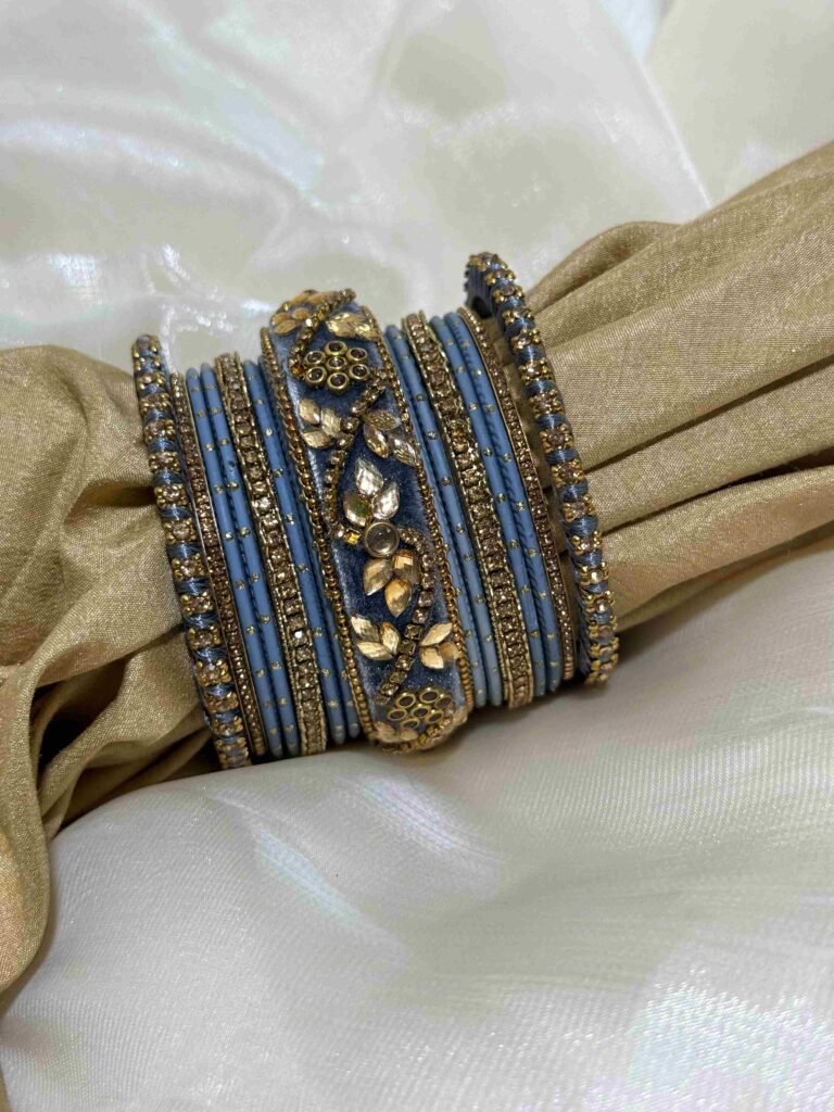 Royal Blue and Gold Floral Bangles