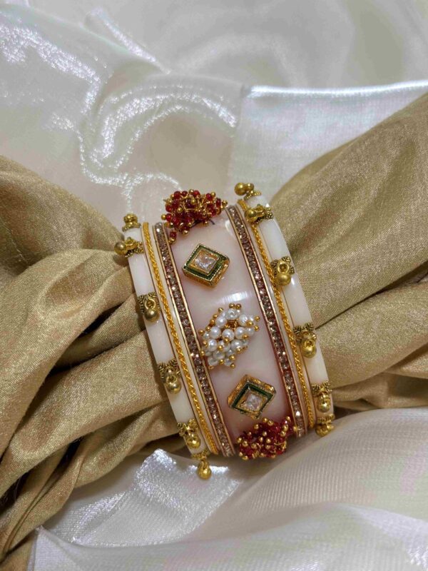 Regal Red and Gold Pearl Bangle - Image 2
