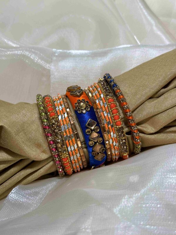 Chic Multicolored Beaded and Embellished Bangle Set - Image 3