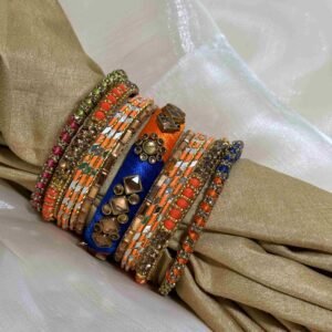 Chic Multicolored Beaded and Embellished Bangle Set