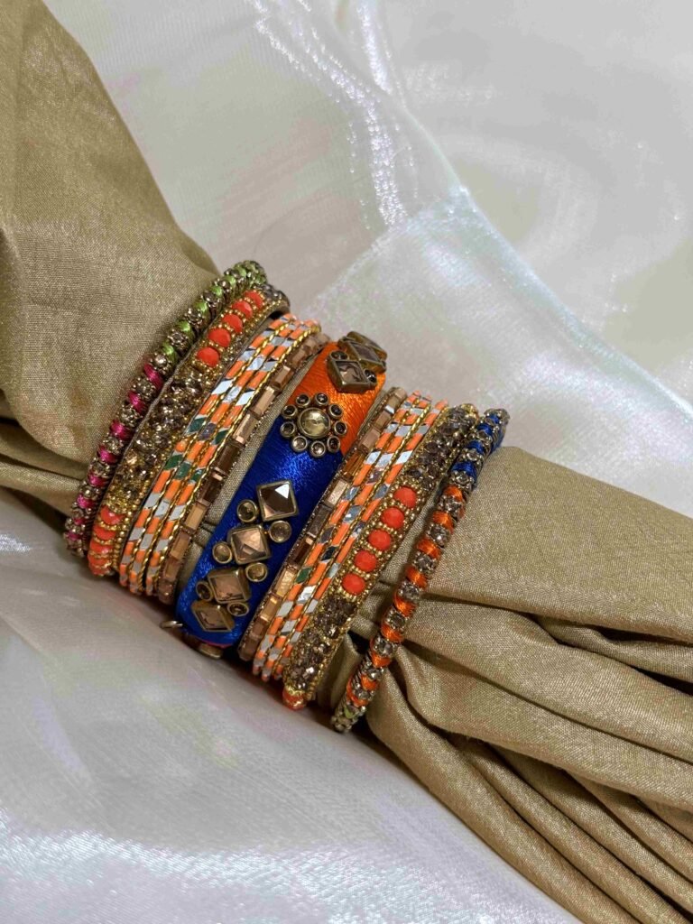 Chic Multicolored Beaded and Embellished Bangle Set