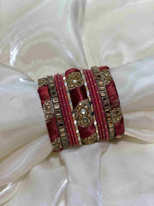 Elegant Red and Gold Traditional Bangles Set - Image 3
