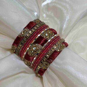 Elegant Red and Gold Traditional Bangles Set