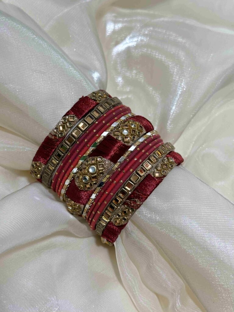 Elegant Red and Gold Traditional Bangles Set