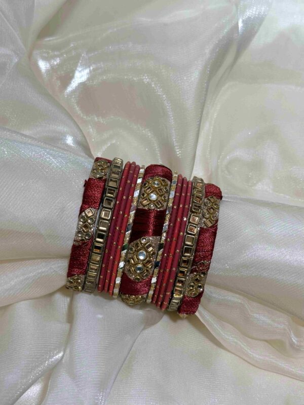 Elegant Red and Gold Traditional Bangles Set - Image 2