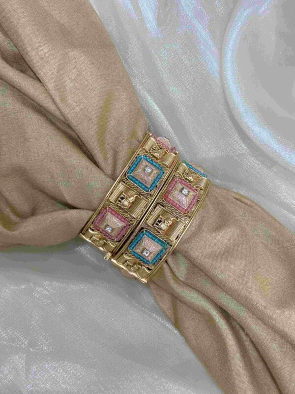 Rajwadi Gold and Gem-Embellished Napkin bengle - Image 2