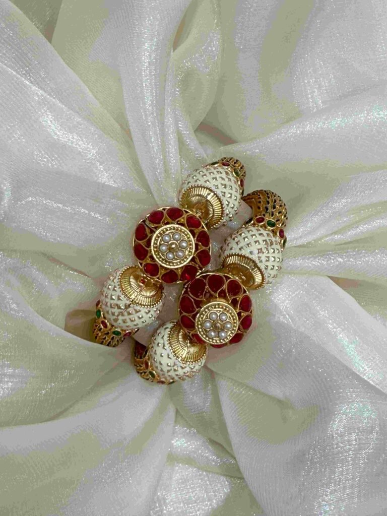 Rajwadi Gold and Pearl Gemstone Bangle