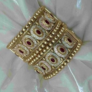 Rajwadi Gold and Ruby Gemstone Bangles