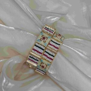 Rajwadi Gold and Multicolor Enamel Bangle