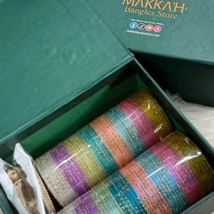 Deal 1: Pastel Rainbow Glitter Bangle Set with Gold Accessories