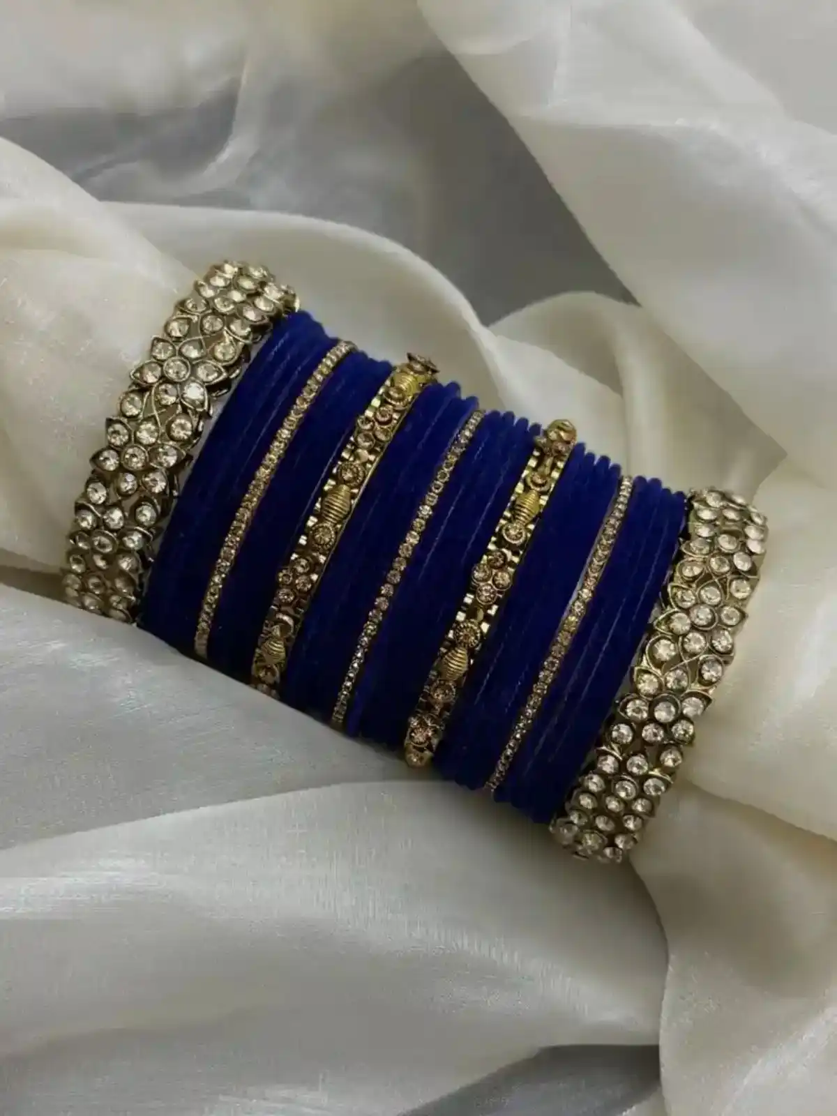 Royal Velvet Kundan Bangle Set